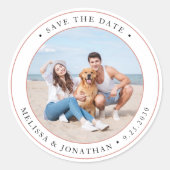 Personalisiertes Foto Moderne Hochzeit rettet das  Runder Aufkleber (Vorderseite)