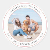 Personalisiertes Foto Moderne Hochzeit Runder Aufkleber (Vorderseite)