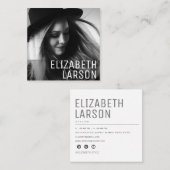 Personalisiertes Foto Moderner Minimalistischer Pl Quadratische Visitenkarte (Vorne/Hinten)