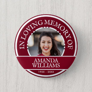 Personalisiertes Foto Modernes Denkmal Burgund Button
