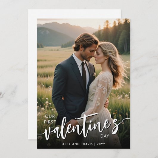 Personalisiertes Foto Modernes Erstes Valentinstag Karte (Vorne/Hinten)