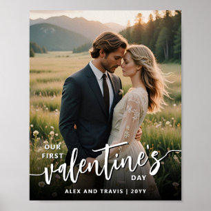 Personalisiertes Foto Modernes Erstes Valentinstag Poster
