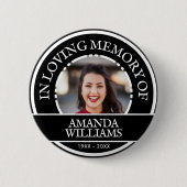 Personalisiertes Foto Modernes Memorial Black Button (Vorderseite)