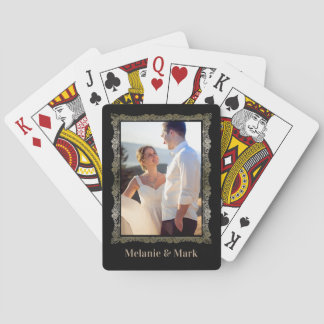 Personalisiertes Foto Monogram Elegante Hochzeit Spielkarten