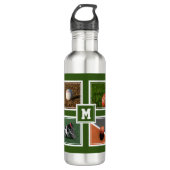 Personalisiertes Foto Monogramm SPORTS FARN Grün Edelstahlflasche (Vorderseite)
