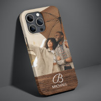 Personalisiertes Foto-Monogramm Warmbraune Holzmas