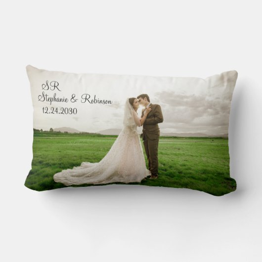 Personalisiertes Foto Monogrammiertes Geschenk Lendenkissen (Rückseite)