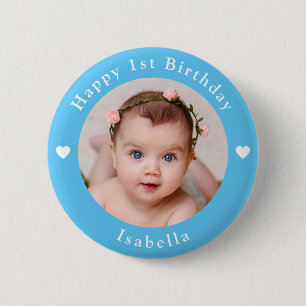 Personalisiertes Foto, Name, Alter Geburtstag Baby Button