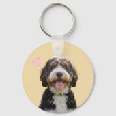Personalisiertes Foto & Name Bernedoodle-Mutter-Sc Schlüsselanhänger (Rückseite)