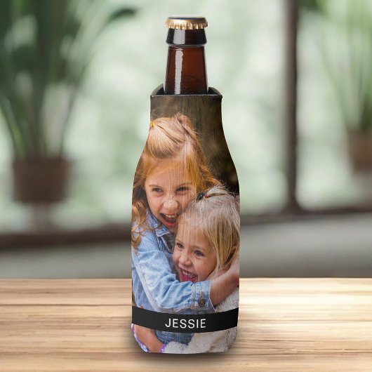 Personalisiertes Foto & Name Bierflasche Cooler Flaschenkühler