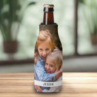Personalisiertes Foto & Name Bierflasche Cooler
