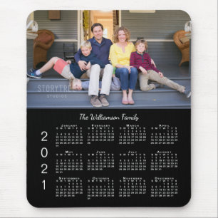Personalisiertes Foto Name Black 2021 Kalender Mousepad