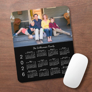 Personalisiertes Foto Name Black 2026 Kalender Mousepad