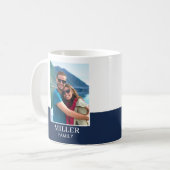 Personalisiertes Foto Name Dark Blue Modern Kaffeetasse (Vorderseite Links)