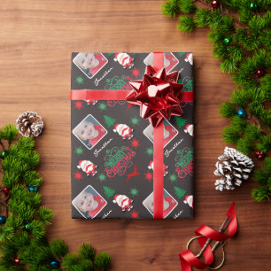 Personalisiertes Foto Name Frohe Weihnachten  Geschenkpapier