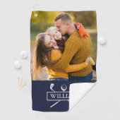 Personalisiertes Foto Name Navy Blue Golf Clubs Ba Golfhandtuch (Insitu)