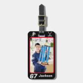 Personalisiertes Foto Name Number Hockey Bag Tag Gepäckanhänger (Vorderseite vertikal)