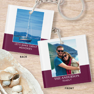 Personalisiertes Foto Name Plum Modern Schlüsselanhänger