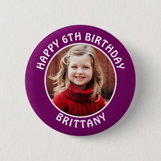 Personalisiertes Foto, Name und Alter Geburtstag Button (Vorderseite)