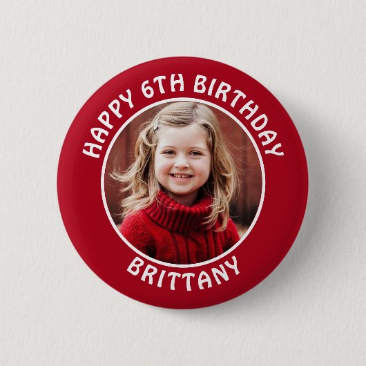 Personalisiertes Foto, Name und Alter Geburtstag Button (Vorderseite)