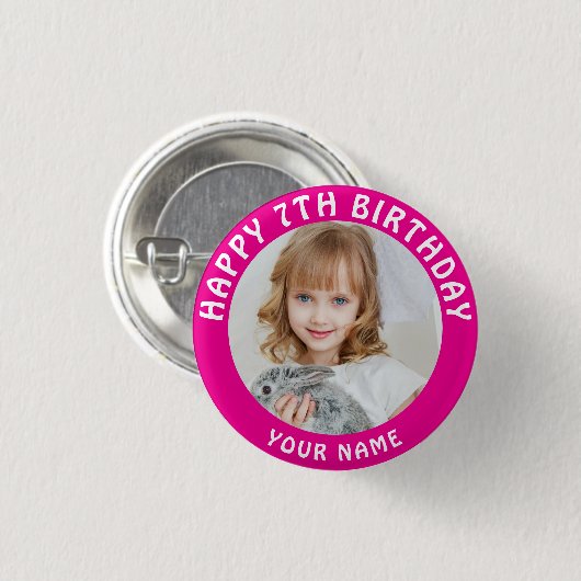 Personalisiertes Foto, Name und Alter Geburtstag K Button (Vorne & Hinten)