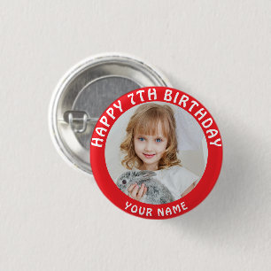 Personalisiertes Foto, Name und Alter Geburtstagsk Button