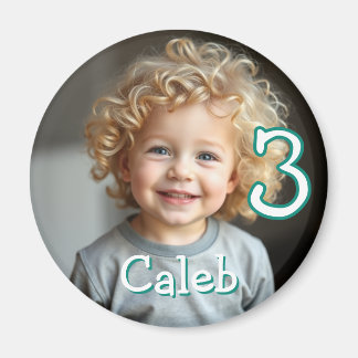Personalisiertes Foto, Name und Alter Kühlschrank Magnet