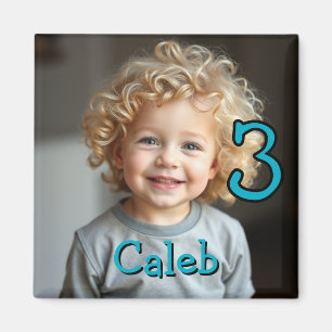 Personalisiertes Foto, Name und Alter Kühlschrank Magnet