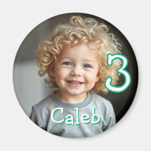 Personalisiertes Foto, Name und Alter Kühlschrank Magnet