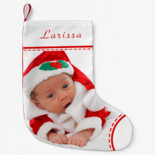 Personalisiertes Foto Name White Red Trier Weihnac Kleiner Weihnachtsstrumpf