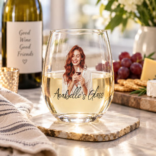 Personalisiertes Foto Namens Monogramm Geschenk Weinglas Ohne Stiel