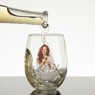 Personalisiertes Foto Namensmonogramm Geschenk Weinglas Ohne Stiel