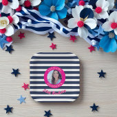 Personalisiertes Foto Nautical Strip GeburtstagsTe Pappteller