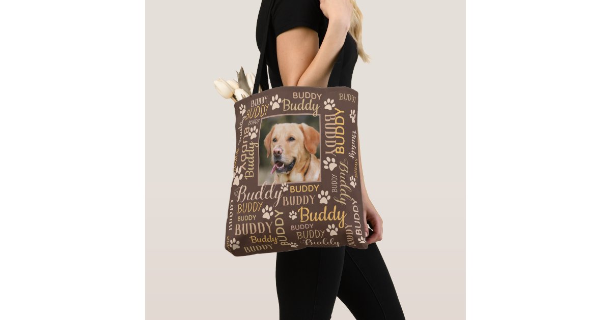 Personalisiertes Foto nennt Brown Hund Tasche Zazzle.de