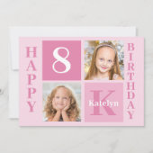 Personalisiertes Foto Niedlich Pink Girls Happy Bi Karte (Vorderseite)