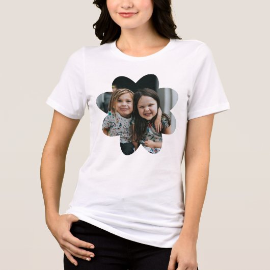 Personalisiertes Foto Oma Blume Rahmen Tri-Blend Shirt (Vorderseite)