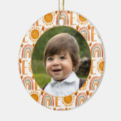 Personalisiertes Foto "One" Regenbogen & Sonnensch Keramik Ornament (Links)