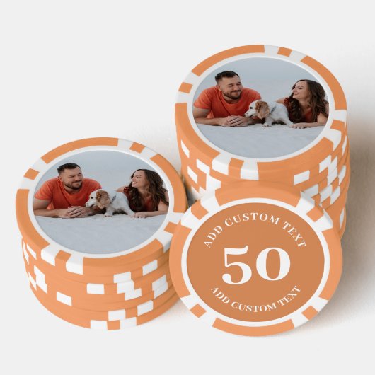 Personalisiertes Foto Orange 50-Wert-Spiel Pokerchips (Stapel)
