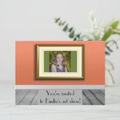 Personalisiertes Foto Orange Foto Frame Art Show Einladung (Stehend Vorderseite)