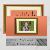 Personalisiertes Foto Orange Foto Frame Art Show Einladung (Vorne/Hinten)