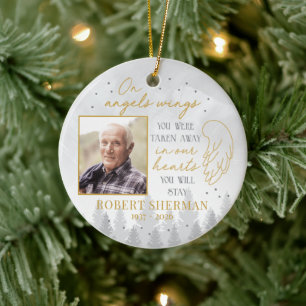 Personalisiertes Foto-Ornament auf Engelsflügeln Keramik Ornament