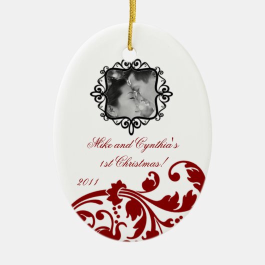 Personalisiertes Foto Ornament Crimson Rote Flora (Vorne)