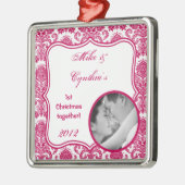 Personalisiertes Foto Ornament Fusia White Damask  (Links)