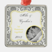 Personalisiertes Foto Ornament Grau Yello Damask S (Vorne)