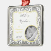 Personalisiertes Foto Ornament Grau Yello Damask S (Links)