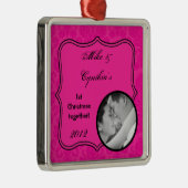 Personalisiertes Foto Ornament Hot Pink Damask Spi (Rechts)