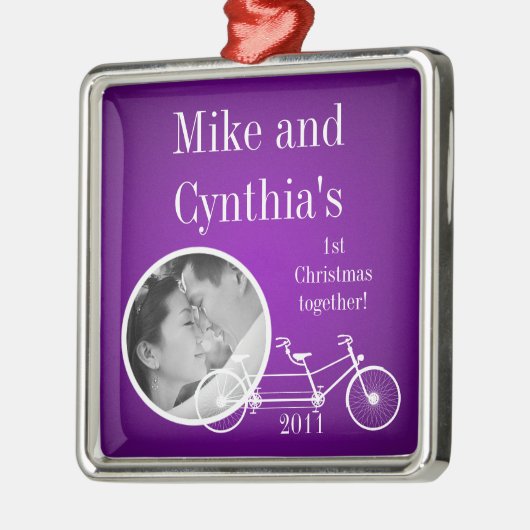 Personalisiertes Foto Ornament Lila Doppelrad (Links)