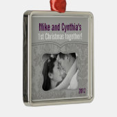 Personalisiertes Foto Ornament Moderne Grau Damask (Rechts)