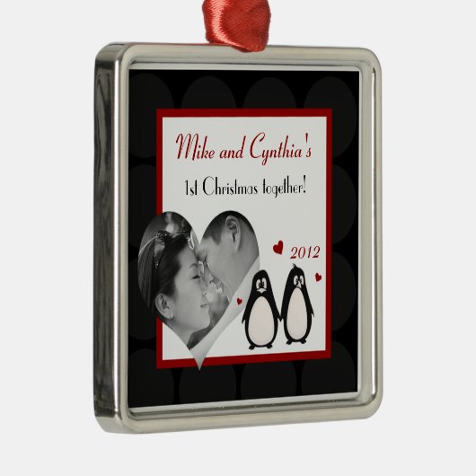 Personalisiertes Foto Ornament Pinguin Liebe Lucca (Rechts)