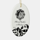 Personalisiertes Foto Ornament Schwarz-weiße Blüte (Rechts)